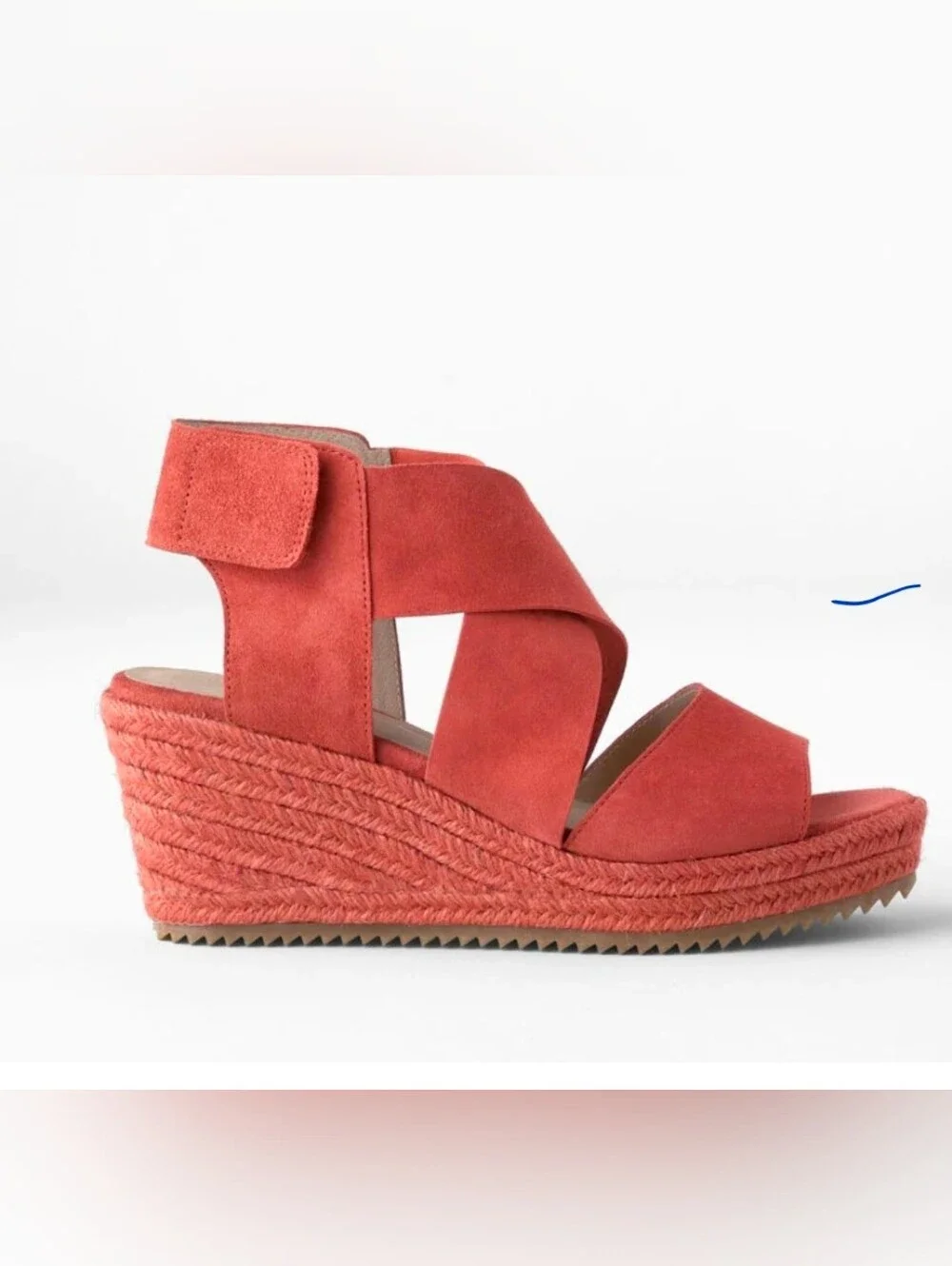 EILEEN FISHER Willow Espadrille CORAL Suede Leather Wedge Sandal 6.5 NWOB